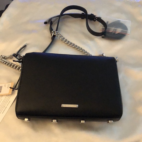 Rebecca Minkoff Mini 5 Zip Black Leather Crossbody Chain & Leather Strap NWT - Picture 9 of 14